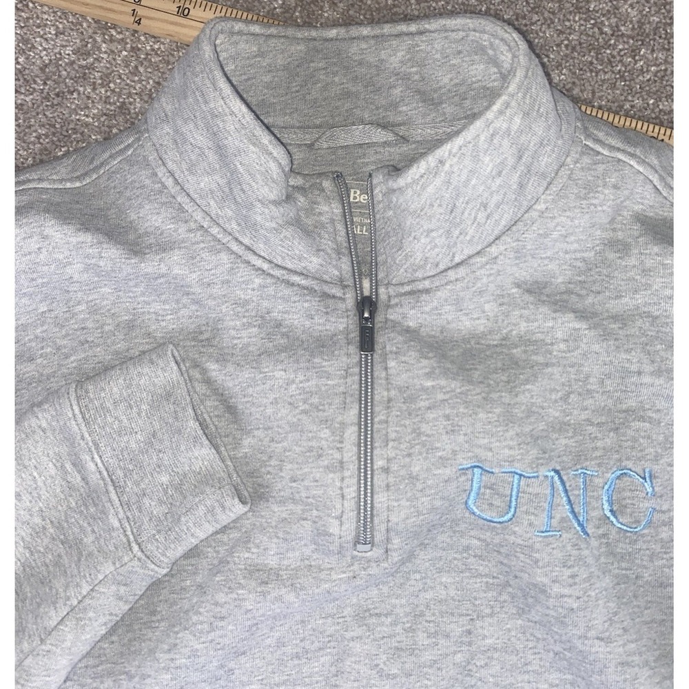 LL Bean UNC University Of North Carolina Tar Heels 1/4 Zip Jacket Mens LT Fleece